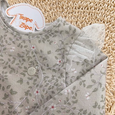 Conj. Blusa Manga Longa Floral e Calça Anarruga - Verde